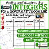 Add & Subtract Integers Scoreboard Method Distance Learnin