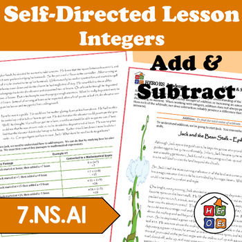 Preview of Add & Subtract Integers | Self Directed Lesson | Pre-algebra | 7th Grade Math