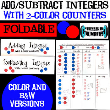 Preview of Add & Subtract Integers w/ 2-Color Counters Foldable Notes Interactive Notebook