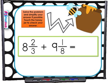 Preview of Add Subtract Mixed Numbers SMART BOARD Game (CSS 5.NF.A.2)