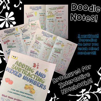 Preview of Add & Subtract Mixed Numbers - Decorated Note Brochure for Interactive Notebooks