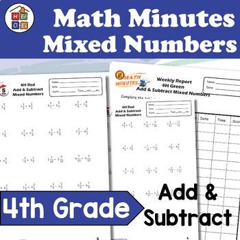 Preview of Add & Subtract Mixed Numbers w/Like Denominator | 4th Grade Math Minutes