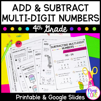 Preview of Add & Subtract Multi-Digit Numbers - 4th Grade Math - Print & Digital 4.NBT.B.4