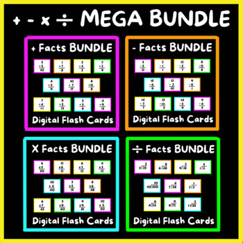 Preview of Add, Subtract, Multiply, & Divide DIGITAL Flash Cards 0-12 MEGA BUNDLE