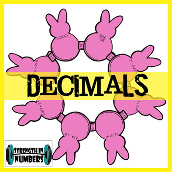 Preview of Add Subtract Multiply Divide Decimal Operations Easter Bunny Peeps Wreath