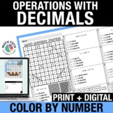 Add, Subtract, Multiply & Divide Decimals Color by Number 