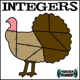 Add Subtract Multiply Divide INTEGERS Turkey Puzzle Thanksgiving