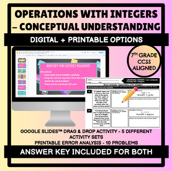 Preview of Add, Subtract, Multiply, & Divide Integers: Digital Activity + Printable