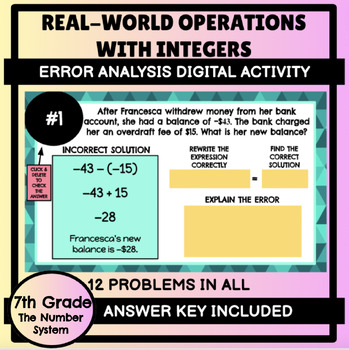 Preview of Add, Subtract, Multiply, & Divide Integers Error Analysis - Digital Activity