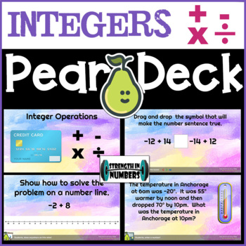 Preview of Add Subtract Multiply Divide Integers Digital Activity 4 Pear Deck/Google Slides