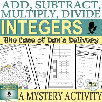 Preview of Add, Subtract, Multiply & Divide Integers 5 Puzzle Mystery Activity Set