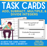 Add, Subtract, Multiply, Divide Integers Task Cards & Work