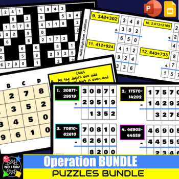 Preview of Add Subtract Multiply Divide Multi-Digit BUNDLE-PUZZLES- GoogleSlides/Powerpoint