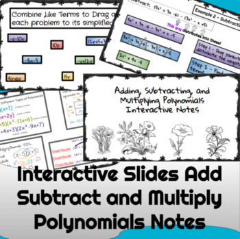 Preview of Add Subtract Multiply Polynomials Notes  TEKS.MA.9-12.A2.7.B & CCSS.HSA-APR.A.1