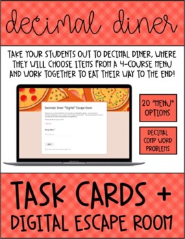 Preview of Decimal Computation Task Cards + Digital Escape Room - Distance Learning