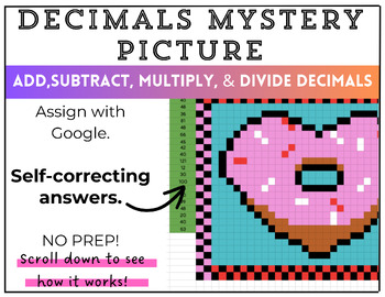 Preview of Add Subtract Multiply and Divide Decimals, Valentine's Day Mystery Picture