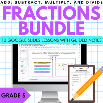 Preview of Add, Subtract, Multiply, and Divide Fractions Bundle | 5th Grade Math