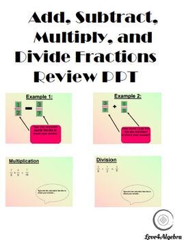 Preview of BUNDLE: Add, Subtract, Multiply, & Divide Fractions Review Notes/Quiz