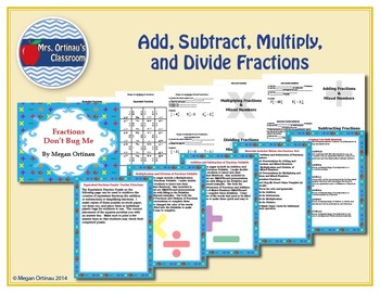 Preview of Add, Subtract, Multiply, and Divide Fractions and Mixed Numbers Unit