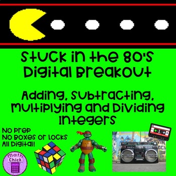 Preview of Add Subtract Multiply and Divide Integers | Digital Escape Stuck in the 80s