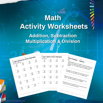 Preview of Add, Subtract, Multiply, and Divide Practice Problems, Math Puzzles BUNDLE