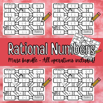 Preview of Add, Subtract, Multiply, and Divide Rational Numbers - Maze Bundle