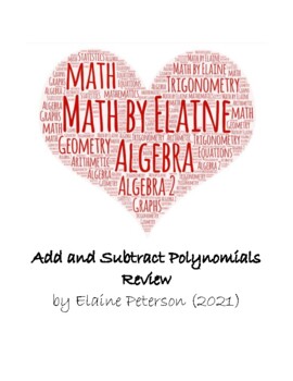 Preview of Add & Subtract Polynomials-Free