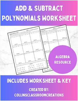 Preview of Add & Subtract Polynomials Practice Worksheet