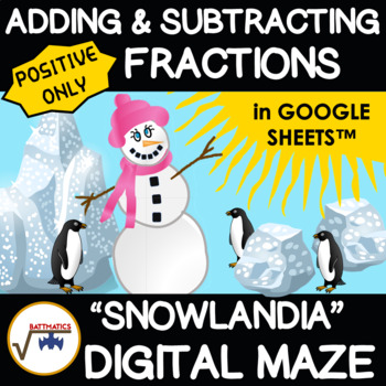 Preview of Add & Subtract Positive Fractions DIGITAL MAZE | INSTANT FEEDBACK
