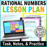 Add & Subtract Rational Numbers Fractions Decimals Lesson Task Notes Practice