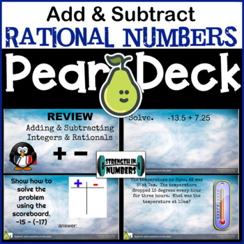 Preview of Add & Subtract Rational Numbers & Integers Review Pear Deck/Google Slides