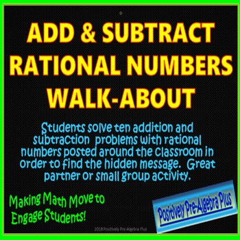 Preview of Add & Subtract Rational Numbers Walk-About-Distance Learning Print & Digital