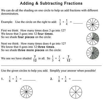 add subtract unlike fractions 4th grade worksheets individualized math