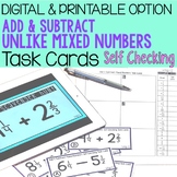 Add & Subtract Unlike Mixed Numbers Task Cards (Google Cla