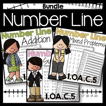 Preview of Add, Subtract, and Mixed Problems Using a Number Line BUNDLE