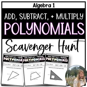 Preview of Add, Subtract, and Multiply Polynomials - Scavenger Hunt Activity