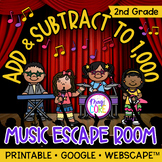 Add & Subtract to 1000 2nd Grade Math Escape Room & Websca