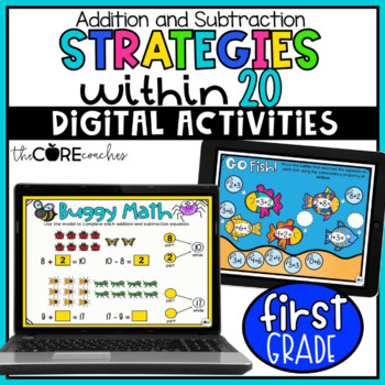 Preview of Add & Subtract to 20 - Digital Math Fluency Activities - 1st Grade Math Practice