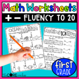 Add & Subtract to 20 - Math Fluency Worksheets - 1st Grade