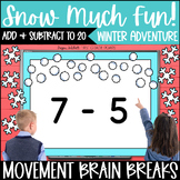 Add & Subtract to 20 Math Snow Activity Winter Adventure M