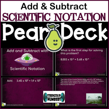 Preview of Add & Subtract w/ Scientific Notation Digital Activity Pear Deck/Google Slides