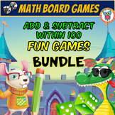 Add & Subtract within 100 Math Board Games BUNDLE Fun Fact