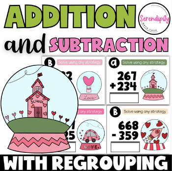 Preview of Add + Subtract within 1000 w/Regrouping Task Cards {3-Digit by 3-Digit}