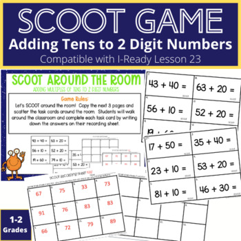 Preview of Add Tens to Any Number SCOOT:  Adding multiples of ten to 2 digit number