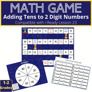 Preview of Add Tens to Any Numbers: Add Multiples of Tens Board Game 1-2 Gr.