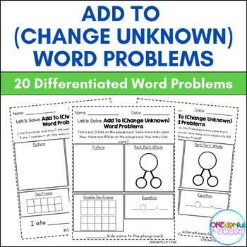 Preview of Add To (Change Unknown) Word Problems (within 10 and within 20)