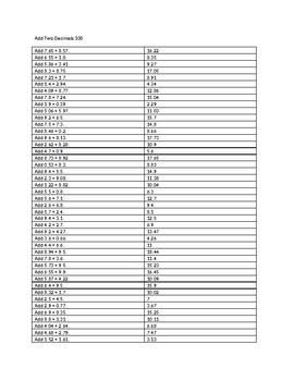 Preview of Add Two Decimals 100