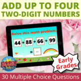 Add Up to Four 2 Digit Numbers Boom Cards