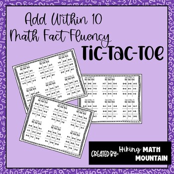 Addition Math Game: Tic-Tac-Toe to Ten - Math Pre-K and K-2