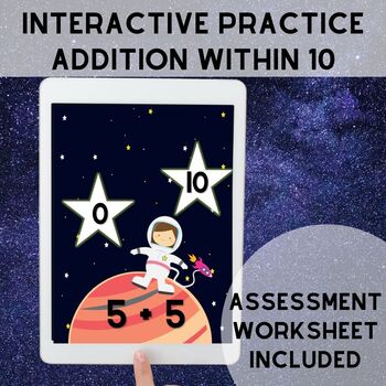 Preview of Add Within 10 Outer Space Astronaut Theme Digital Distance Learning